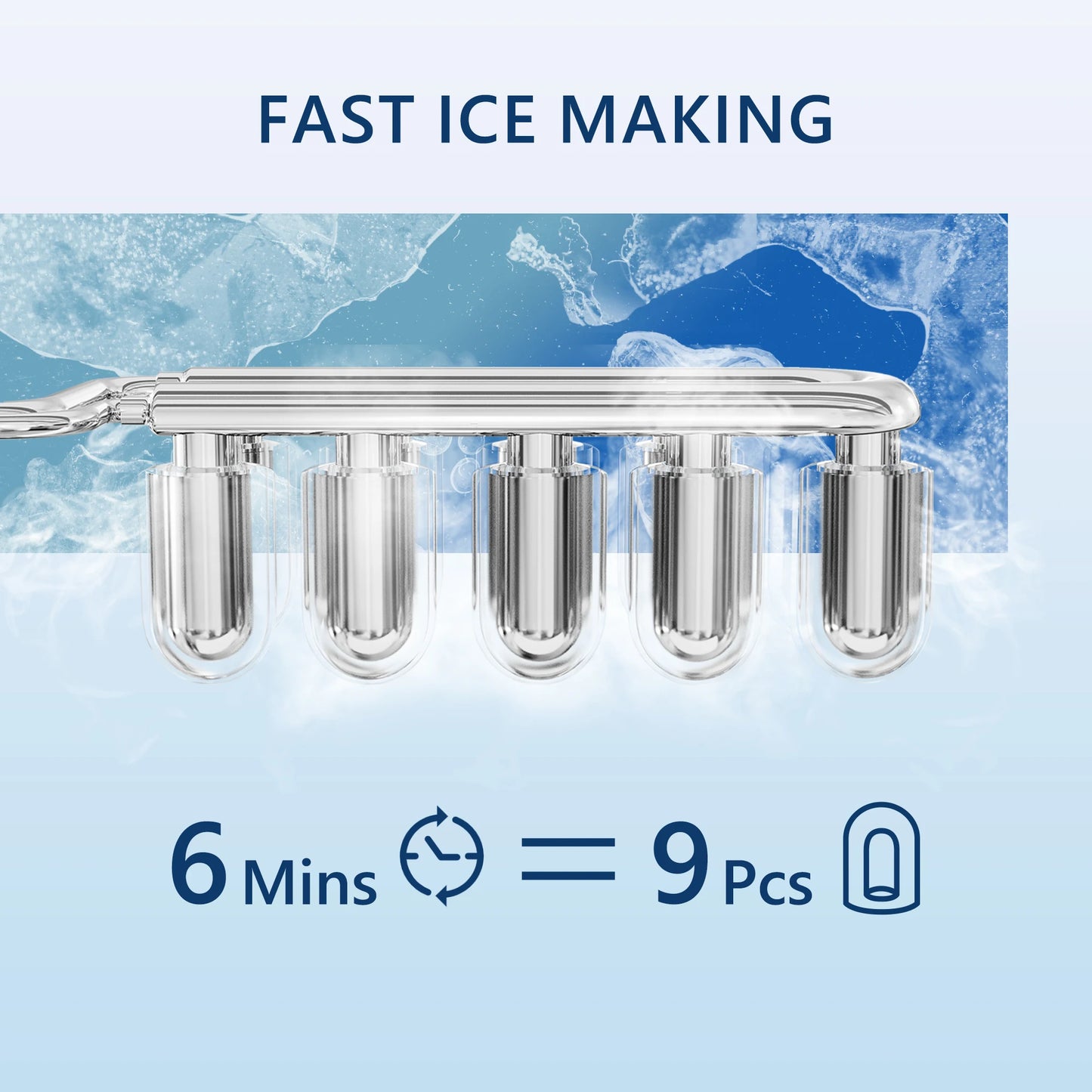 Portable Ice Maker 26lbs/Day - Fast 9 Cubes in 6 Mins