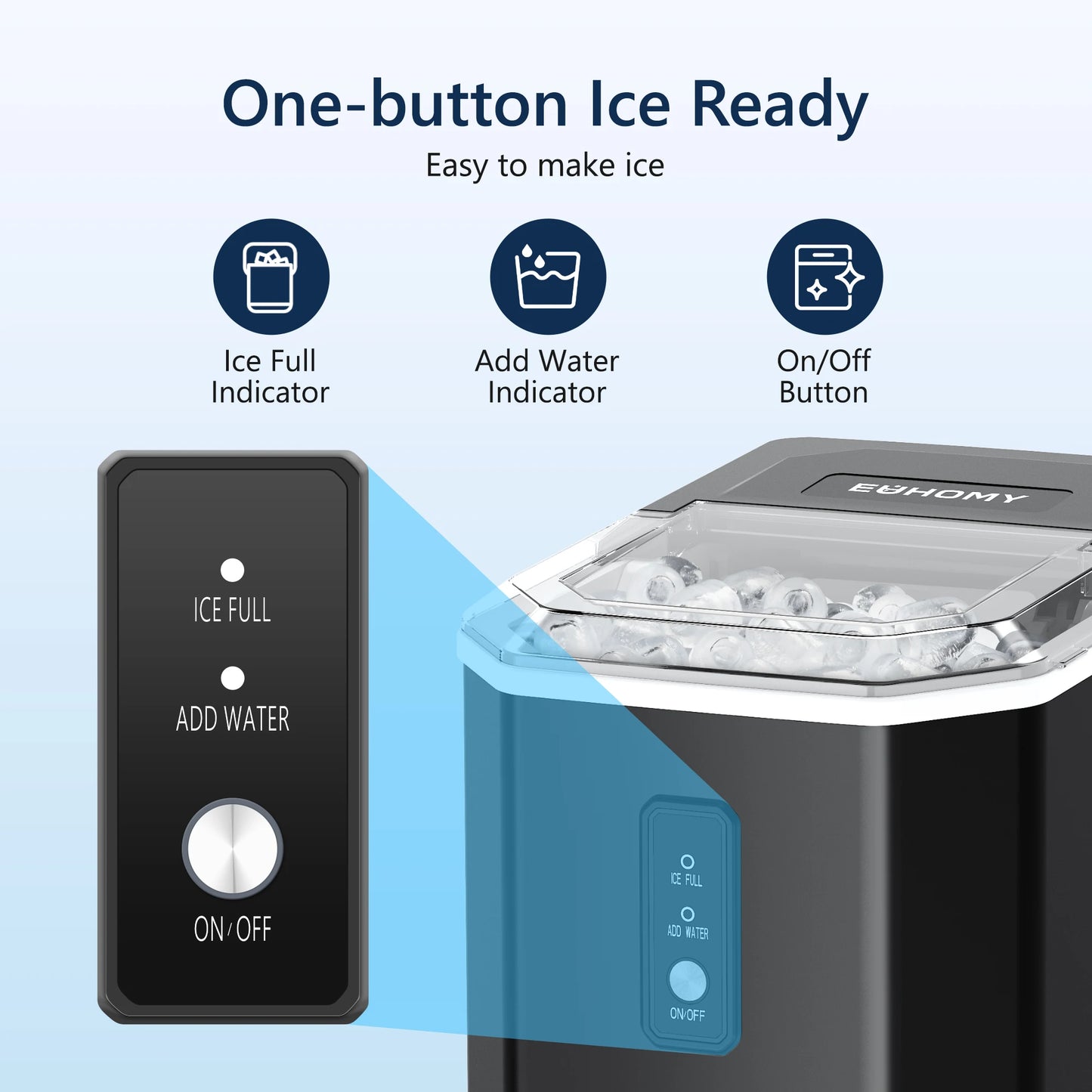 Portable Ice Maker 26lbs/Day - Fast 9 Cubes in 6 Mins